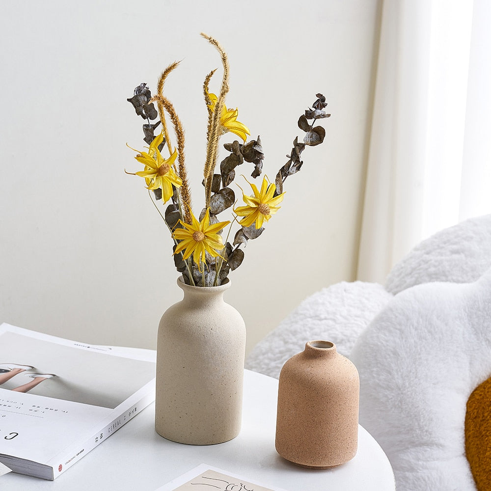 Yksinkertainen huurrettu keraaminen maljakko pohjoismainen kodin olohuoneen sisustus Cachepot for Flowers Desk -pöydän sisustus häät sisustus