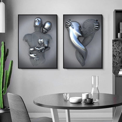 Tela art scultura di figura metal che dipinge poster astratto romantico e pinta arte da parete immagine moderna soggiorno decorazione per la casa