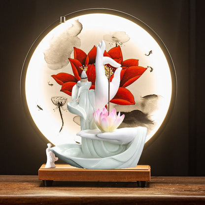 Ceramic Bergamot Flowback Incense Stove Household Indoor Living Room, Entrance, Study Decoration Lotus Lantern Ring