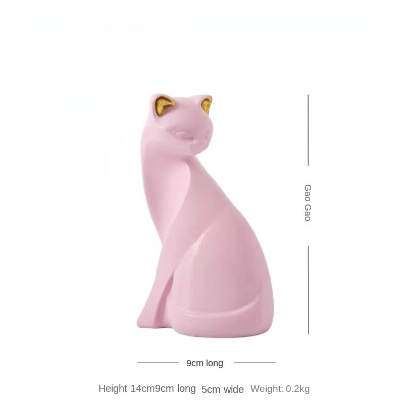 وصول جديد ديكور المنزل القط الوردي، تمثال القط الإبداعي، ديكور سطح المكتب لغرفة المعيشة وغرفة النوم، هدية حرفية منحوتة من الراتينج