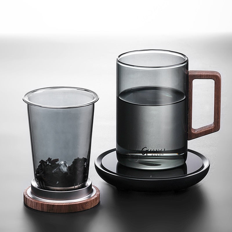 Gianxi Glass Tea Cups High Borosilicate Glass Husholdning Te Vand Separat tekop med dækning og filter Glass Blomster Tea Cup