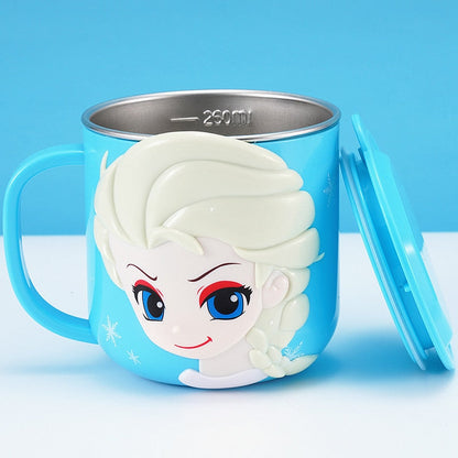 Disney Cups Frozen Elsa Anna Princess Cartoon Milk Cup -mukit 3D Mikki Minnie Ruostumattomasta teräksestä valmistettu kuppi vauva lasten tyttöjen kahvimuki