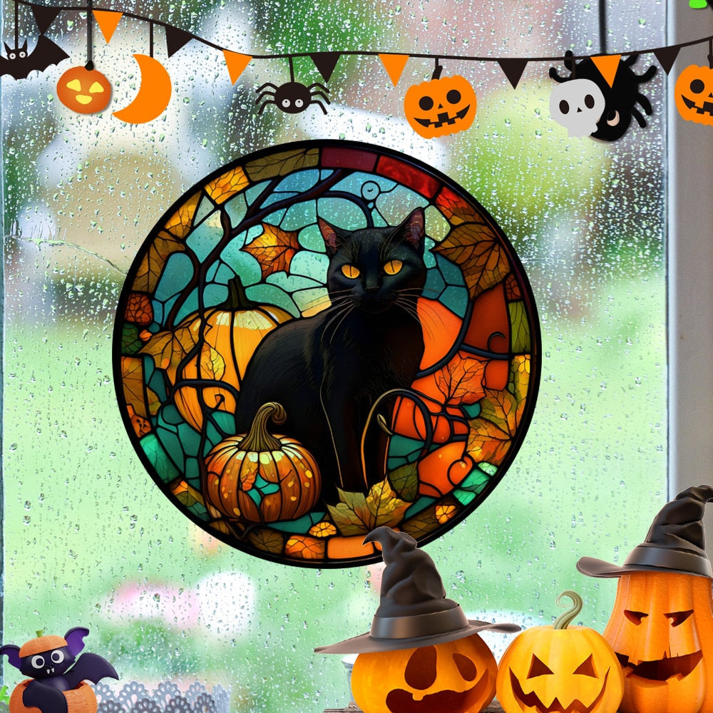 Halloween colorato colorato Horror Castle Cat Static Pvc Finestra in vetro Inco