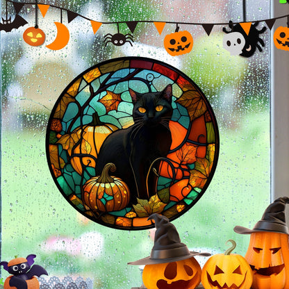 Halloween värjätty värikäs kauhu linna kissa staattinen PVC -ikkuna lasitarrat liima ilmainen koristeellinen elokuvajuhlakoriste