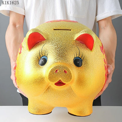 Seramik bertuah emas babi duit syiling piggy bank kapasiti besar kotak penyimpanan kanak -kanak comel babi hewan balang rumah piggy bank anak hadiah