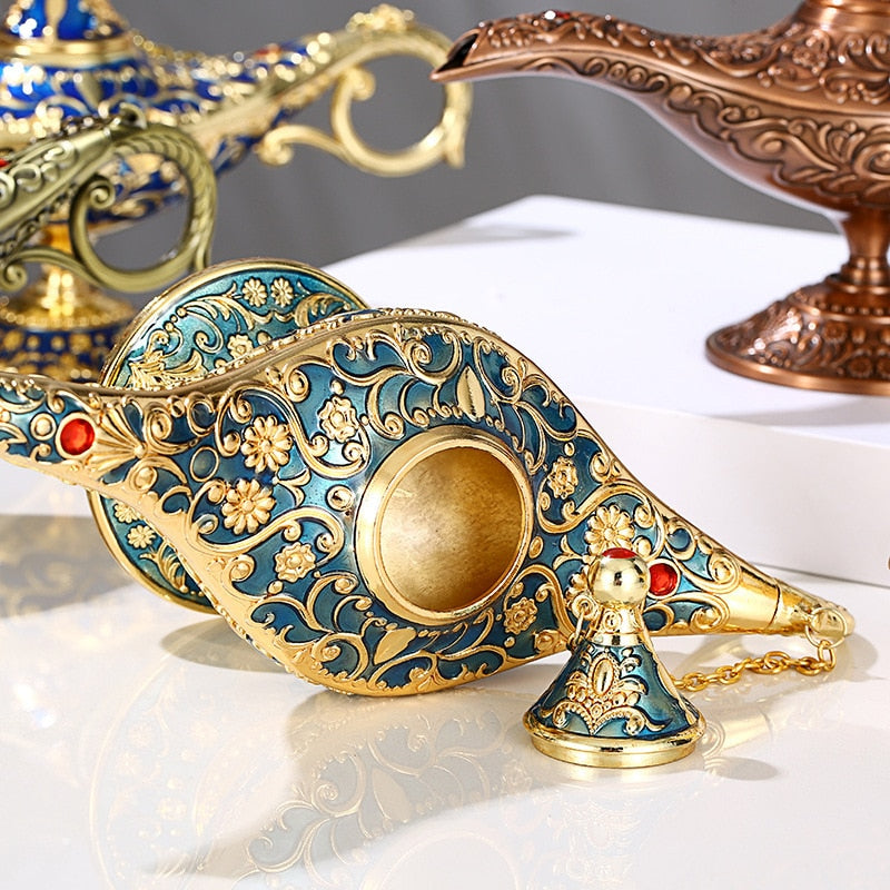 Винтажная легенда Aladdin Lamp Magic Genie Желаю Light Tabletop Decrasts для домашнего свадебного украшения подар