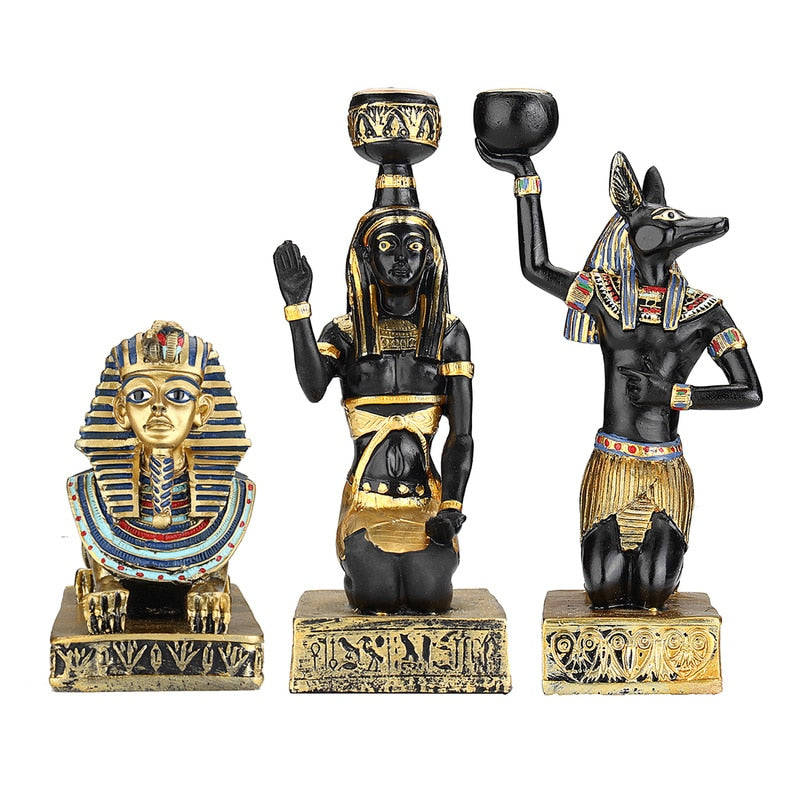 Figurine in resina candela che ha retrò antico dea egiziana sfinge anubi a forma di candelabri artigianato ornamenti decorativi domestici