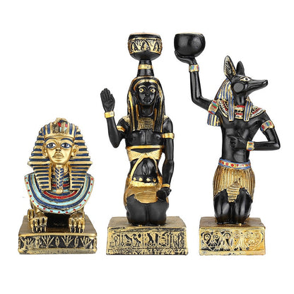 Harpiksfigurer lysestag med retro gammel egyptisk gudinde sfinx anubis form lysestage håndværk hjem dekorative ornamenter