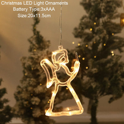 Santa Snowman Christmas Diamond LED Wind Lantern Ornament Christmas Decoration for Home 2023 Navidad Noel New Year 2024 Kid Gift
