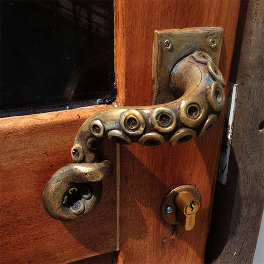 Retro -mustekala -oven nuppi kahva punk -mustekala -lonkero ovenkahva syvä valtameren olento koristeellisen hartsin oven koputtajan hahmo