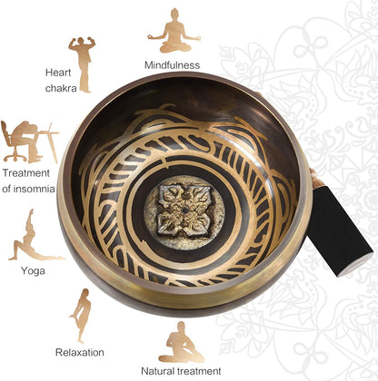 12cm Nepal Mangkuk nyanyian buatan tangan set Buddha Mantra Design Tibetan Bound Bowl untuk Yoga melaungkan Meditasi Decoracion