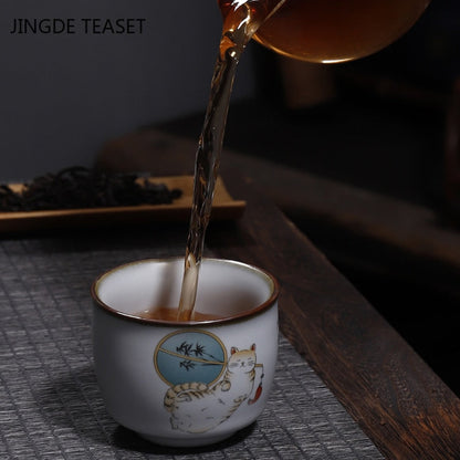 Tasse à thé en céramique four Ru rétro, tasse à café, bol à thé fait à la main, service à thé chinois, accessoires, tasse à thé principale, fournitures de verres 100ml