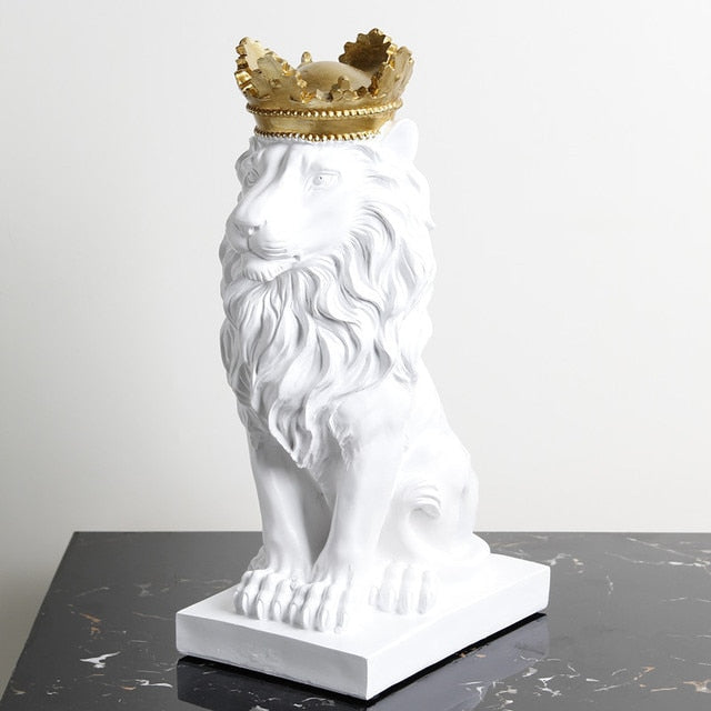 Singa patung -patung hewan resin mahkota singa patung buatan tangan karya seni hadiah dekorasi kantor rumah ornamen meja ruang tamu dekorasi rumah