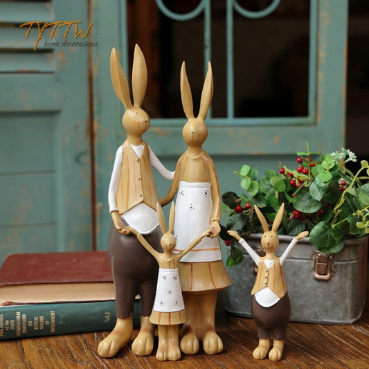 4pcs Rabbit Resin Figurines Easter Gift for Kids Easter Decoration for Home New 2023