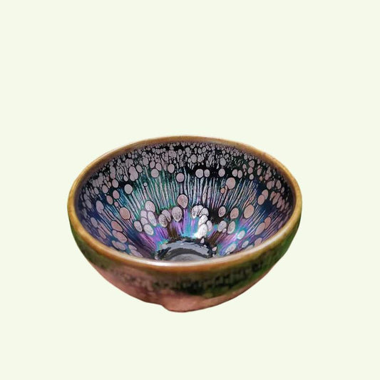 美しい色のテンモクティーカップ中国の伝統工芸陶器文化遺産セラミックティーボウルギフトポーチ/ジアンザン