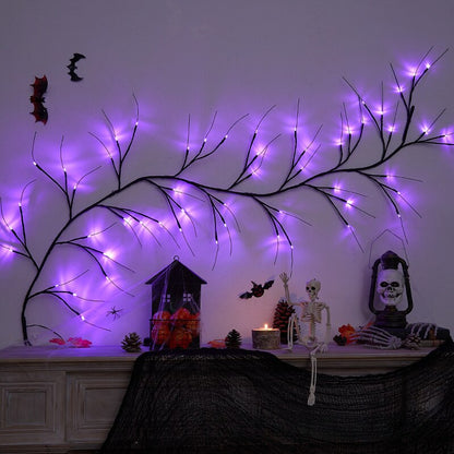 Halloween Decorative Vine Light LED Simulated Tree Light Spider Bat Branch Light Ghost Festival Atmosphere Decoration Light
