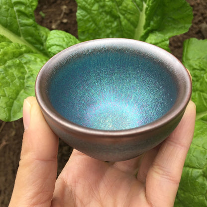 50ml Small Cups Color Tenmoku Tea Cup Natural Clay and Ore Chinese Traditional Kungfu Teaware Fired in Kiln /JIANZHAN
