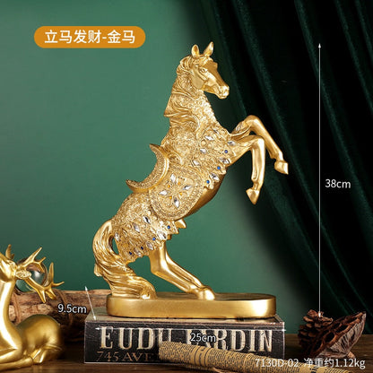 Creative Gold Silver Silver Black Horse Resin Sculpture, Model Kuda Hiasan Rumah Hiasan Haiwan Hiasan Ruang Tamu Pejabat Kerajinan