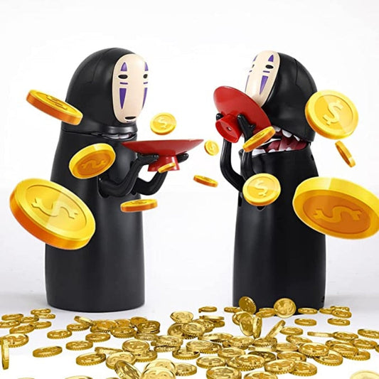 Spasit Away Faceless Man Bank Bank Kaonashi Swallow Money Mainan Otomatis Makan Koin Bank Hayao Miyazaki Boneka Hadiah Anak -anak