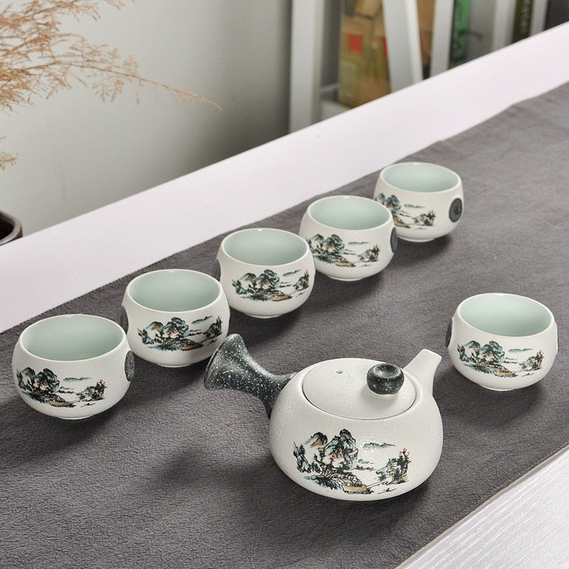 Conjunto de chá chinês de kung fu conjunto de cerâmica branca portátil porcelana Teaset Gaiwan xícaras de chá de chá de chá de chá pote