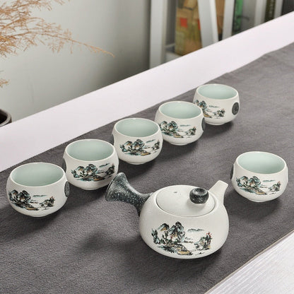 Set di tè cinese Kung Fu set bianco ceramico bianco teatro porcellana teaset tazze da tè a tazze da tè tea