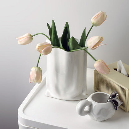 Luxury Ceramic Silver Plant Vase Electricating Floral Living Room Flower Arrangement Hotel Art Pot Decoration Hemtillbehör