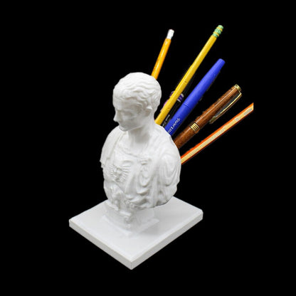 Julius Caesar estátua de escritório titular de caneta de caneta Organizador de escritório decoração de escritório rack de caneta presente de papelaria professor presente