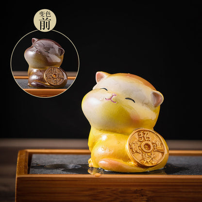 Creative Cute Cat Color-changing Tea Pet Tea Soup Can Be Raised for Home Decoration Ornaments
