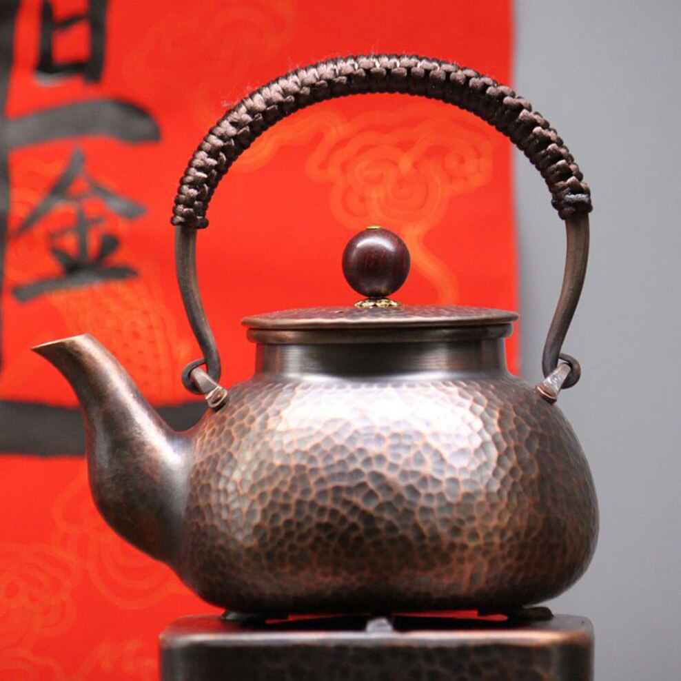 500ml Pot tembaga antik buatan tangan untuk rumah cerek mendidih tembaga murni menebal cerek teh kesihatan tembaga merah