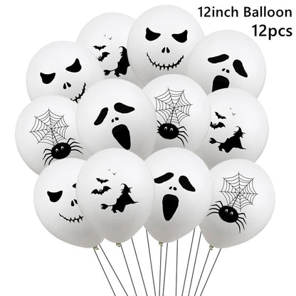 12/1 piezas Halloween Ghost Balloons Toys Spider Witch Bat Pumpkin Skeleton Horror Halloween Fiesta Festival Festival Festival