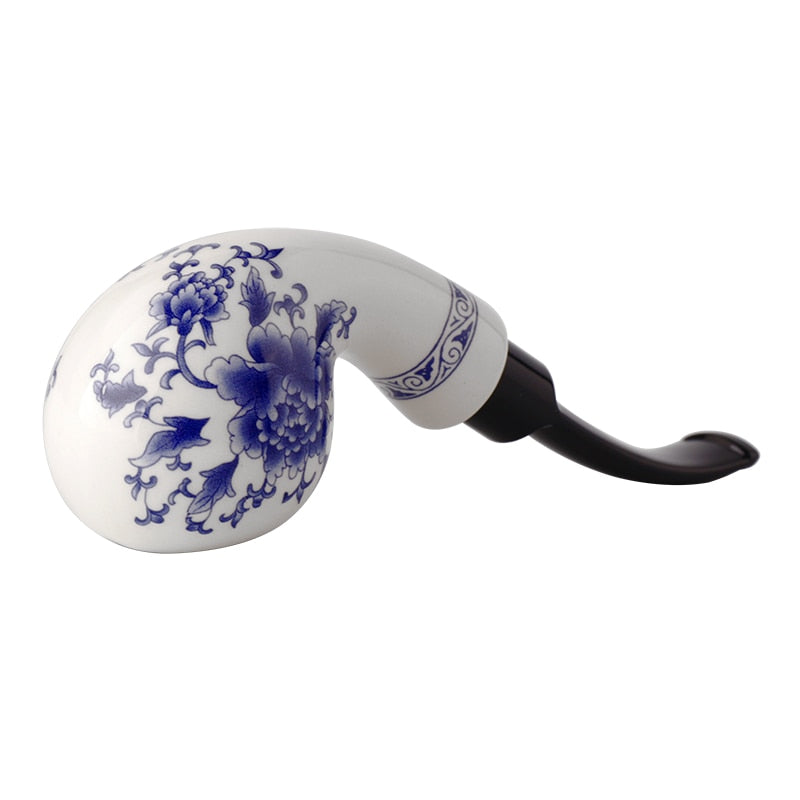 Classic Blue And White Pottery Antique Ceramic Pipe Ceramic Clay China Pipe Bent Smoking Pipe Double-layer Gift Box Set For Men