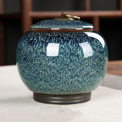 Keramik-Teebox, Teedose, feuchtigkeitsbeständig, versiegeltes Glas, Vorratstank, Bonbonglas, Teebehälter, Tee-Organizer, Getreidetank, dekoratives Glas