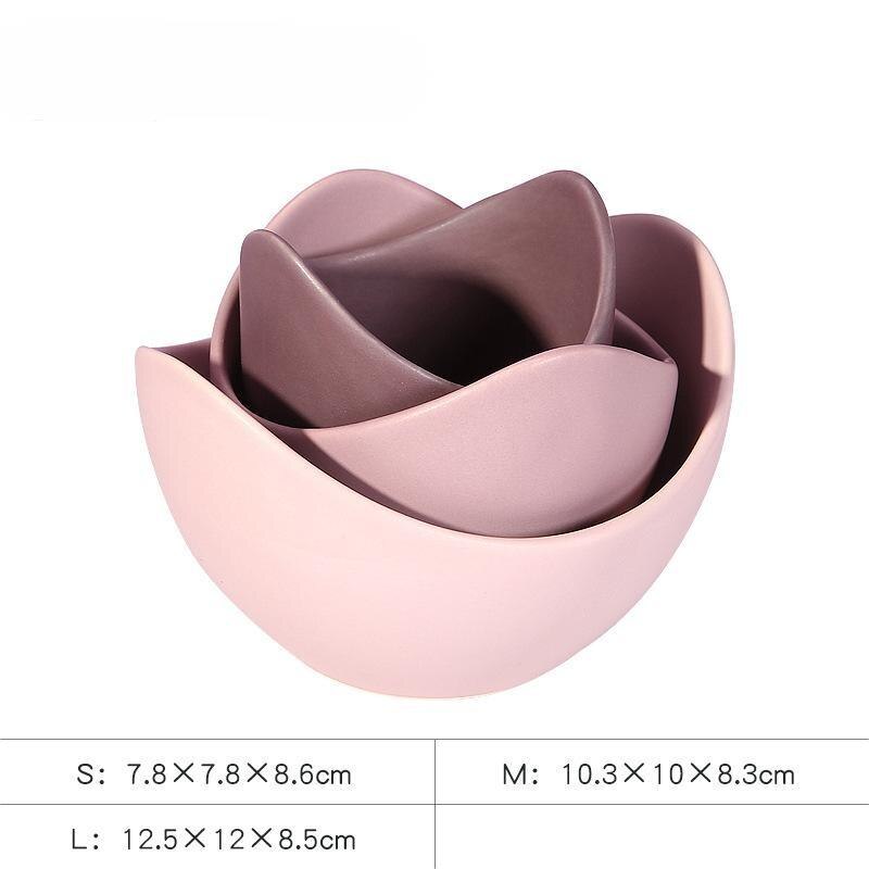 Nordic Style Novelty Decor Lotus Flower Bowls Home Decor Ceramic Crafts Kitchen Accessories Interior Tabletop Storage Bowls Gift
