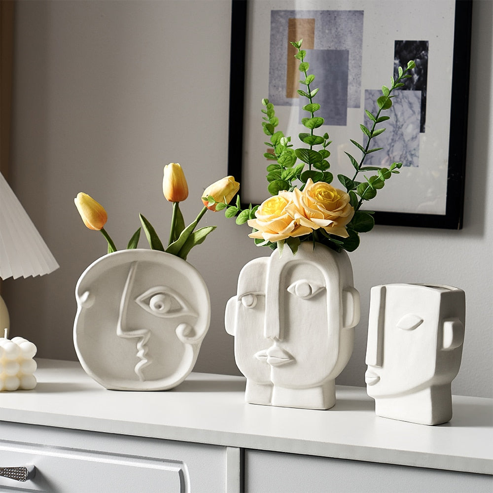 Abstrakt mänskliga ansiktsvaser keramiska hantverk hem dekoration tillbehör vardagsrum bord ornament hydroponic vaser trädgård dekor