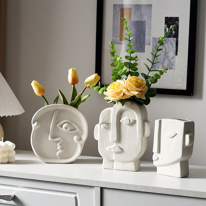 Abstract Human Face Vases Cerâmica Crafts Acessórios para decoração de casa Acessórios da sala de estar Os enfeites de vasos hidropônicos decoração de jardim
