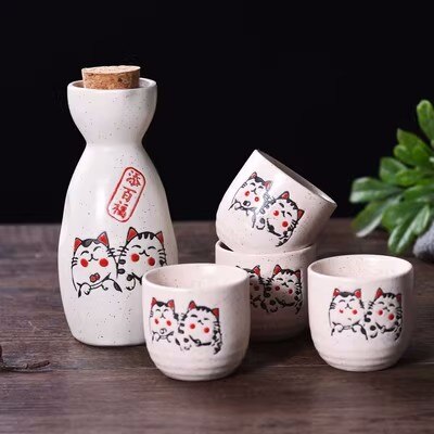 Set de sake japonés Conjunto de vinos frutas taza de sake casera de vino baijiu taza de vino de cerámica juego de vino de sake de sake