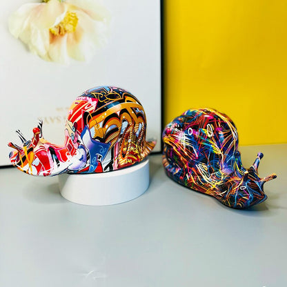 Nye kreative farverige snegle dyreharpiks håndværk ornamenter, hjemme stue desktop dyre dekorationer, sneglestatuer