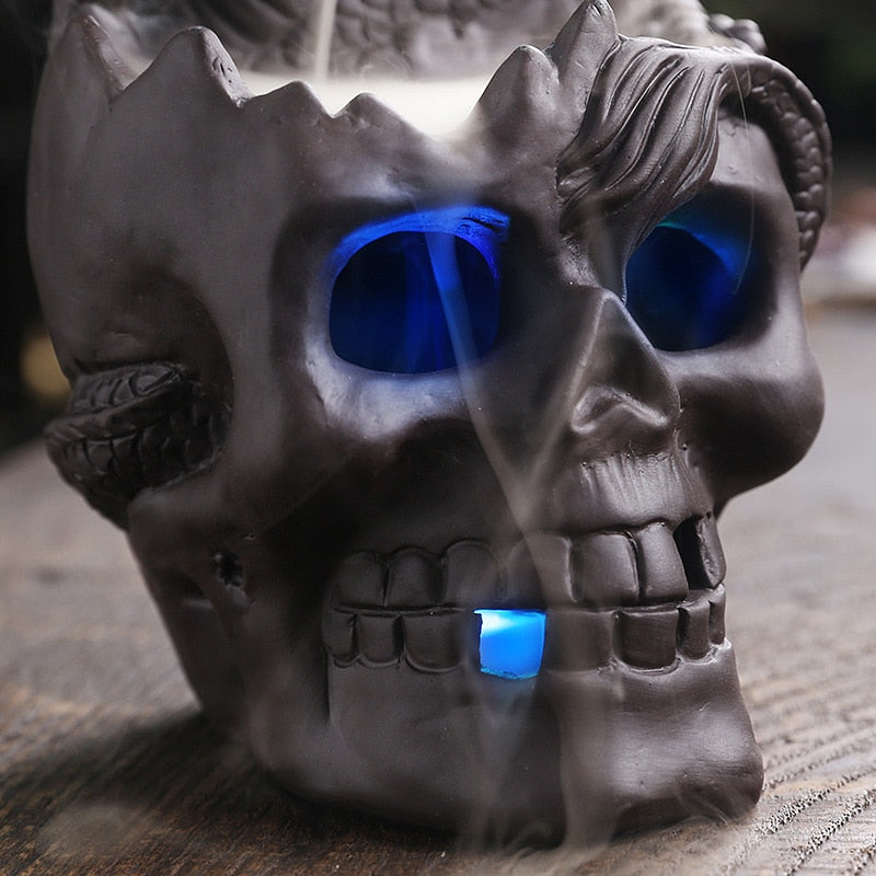 LED 용 동상 역류 향향 버머너 할로윈 두개골 장식 장식 연기 연기 분수 폭포 향 홀더 홈 장식