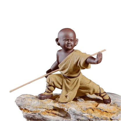 Klein monnik beeldhouwbeeld standbeeld keramische huizendecoratie ambachten Chinese stijl theeset sculptuur boeddha standbeeld beste cadeau