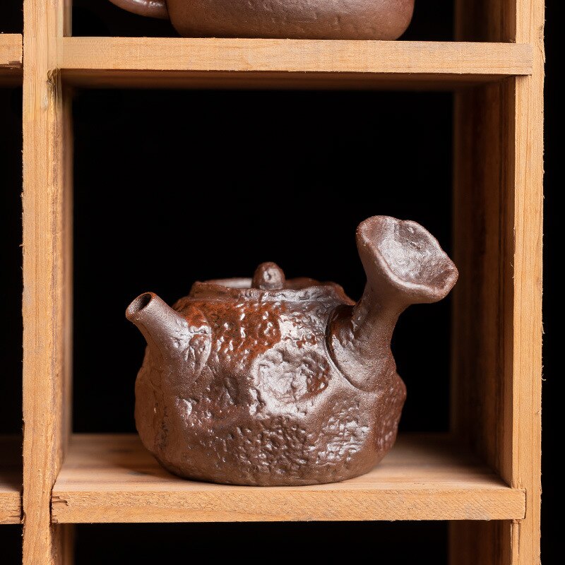 Kiln Change Ceramic Small Capacity Tea Set Teapot Clear Water Wood Fired Ceramic Small Teapot Pottery Fan Single Pot Infuser Bar