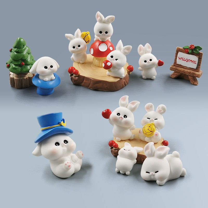 2023 Hot Christmas Easter Rabbit Figurine Landscape Home Kawaii Room Decor Miniature Fairy Garden Decoration Accessories Modern