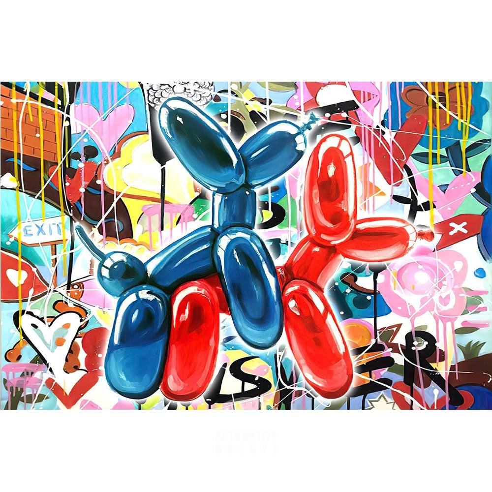 Graffiti Balloon Good Dog Pop Art Poster Print på lærredsmaleri Abstrakt billede til stue Home Decoration Frameless