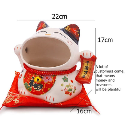 20,3 cm große Keramik-Maneki-Neko-Süßigkeitsbox, Glückskatze, Spardose, Sparschwein, Glückskatze, Aufbewahrung, Snackdose 