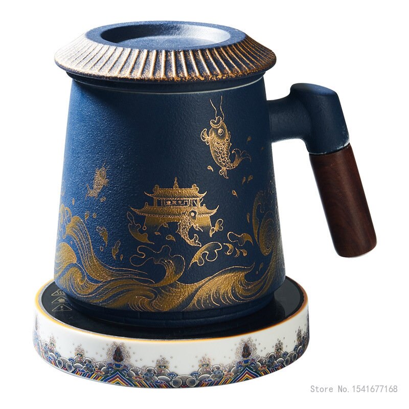 Tasse de porte de Dragon sautant de poisson tasse à thé en céramique tasse à thé personnalisée avec couvercle tasse de séparation de thé tasse de thé de fleur tasse de bureau