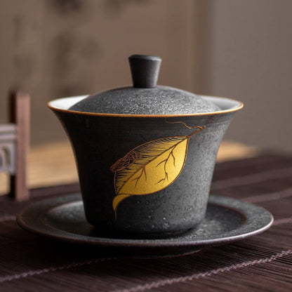 Ceramic Gaiwan Tea Cup hecha a mano Tureen Kung Fu Juego de té de Kung Fu Drinkware