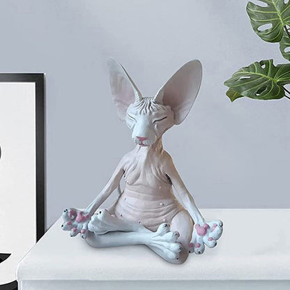 Sphynx katt meditere samleobjekter miniatyr Buddha Cat Figurine Animal Model Doll Toys Hårløs katt figur Hjemmeinnredning