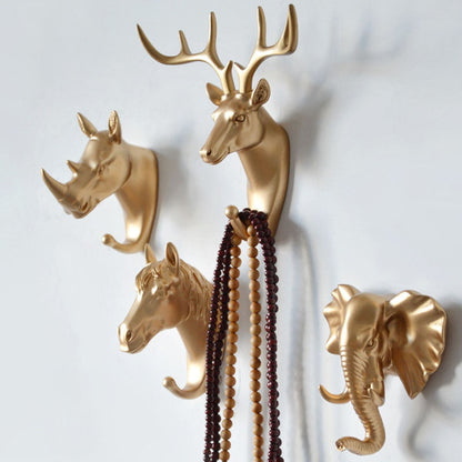 Väggmonterade krokar djurhuvud rack kappor vägghängare häst giraff älg elefant krokar dekorativa dekor badrum tillbehör