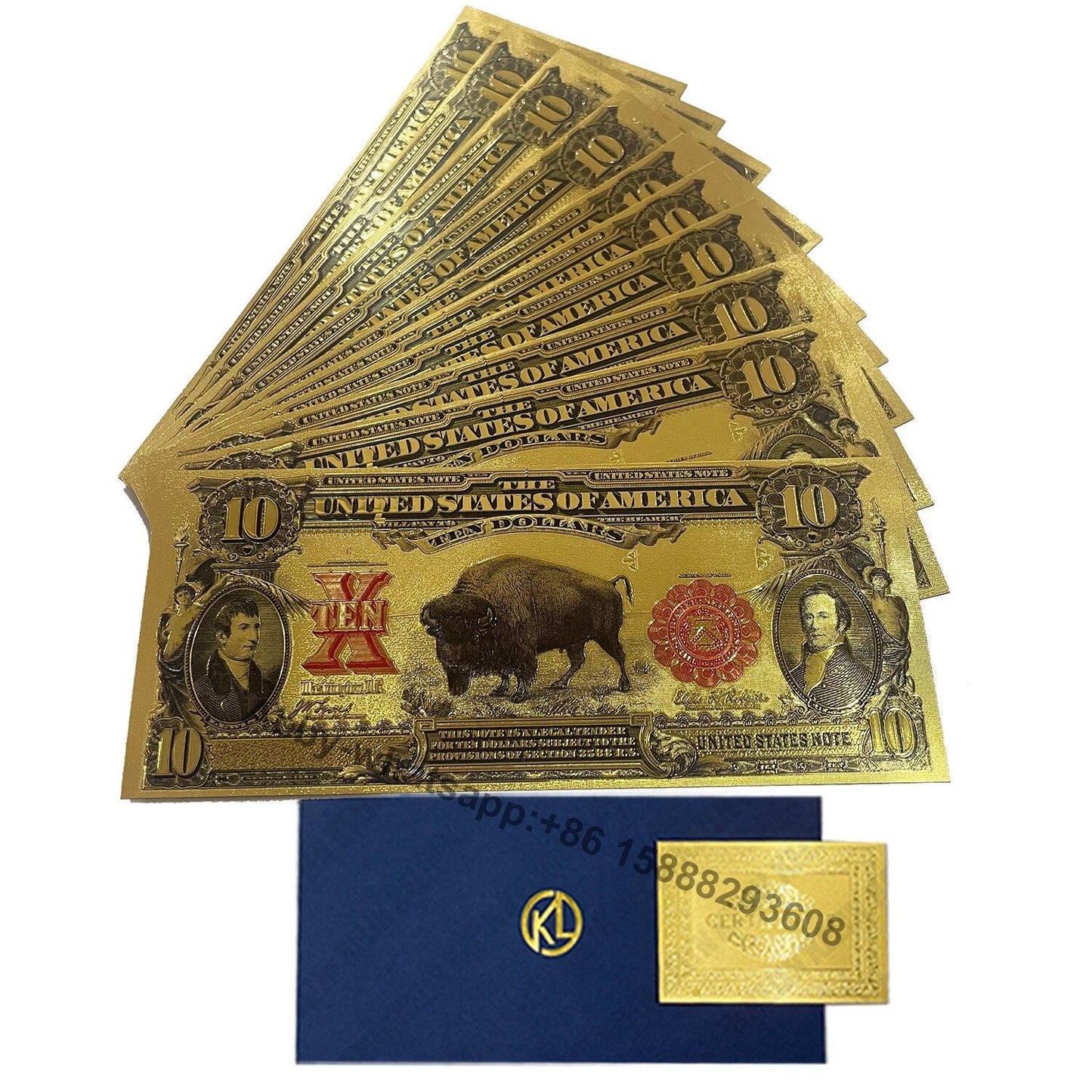10pcs/lot USA 100 달러 골드 포일 플라테시 앤 노트 빌 선물을위한 봉투와 미국 미국 미국