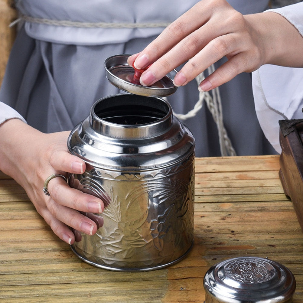Tea in acciaio inossidabile Caddy Tea Packaging Iron Box House Home Metal Tea Box Smicello per alimenti per tè sigillato