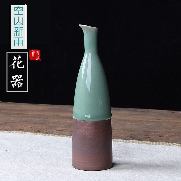 JINGDEZHEN Celadon Vase Chinese Ceramic Decoration Simple Long Flower Vase Home Decor Bone china Vase flower decoration